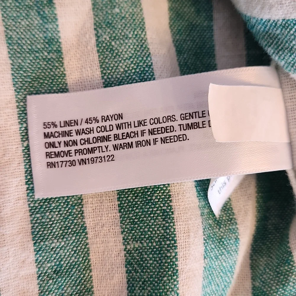 UNIVERSAL THREAD Linen Blend Women’s Green and White Striped Shirt, size S - Picture 8 of 12